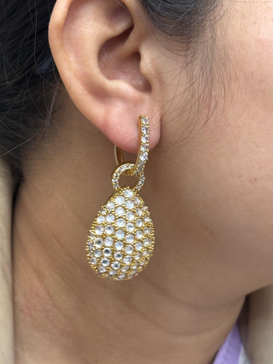 Hoop With Mossanite Drop Earring in gold for woman