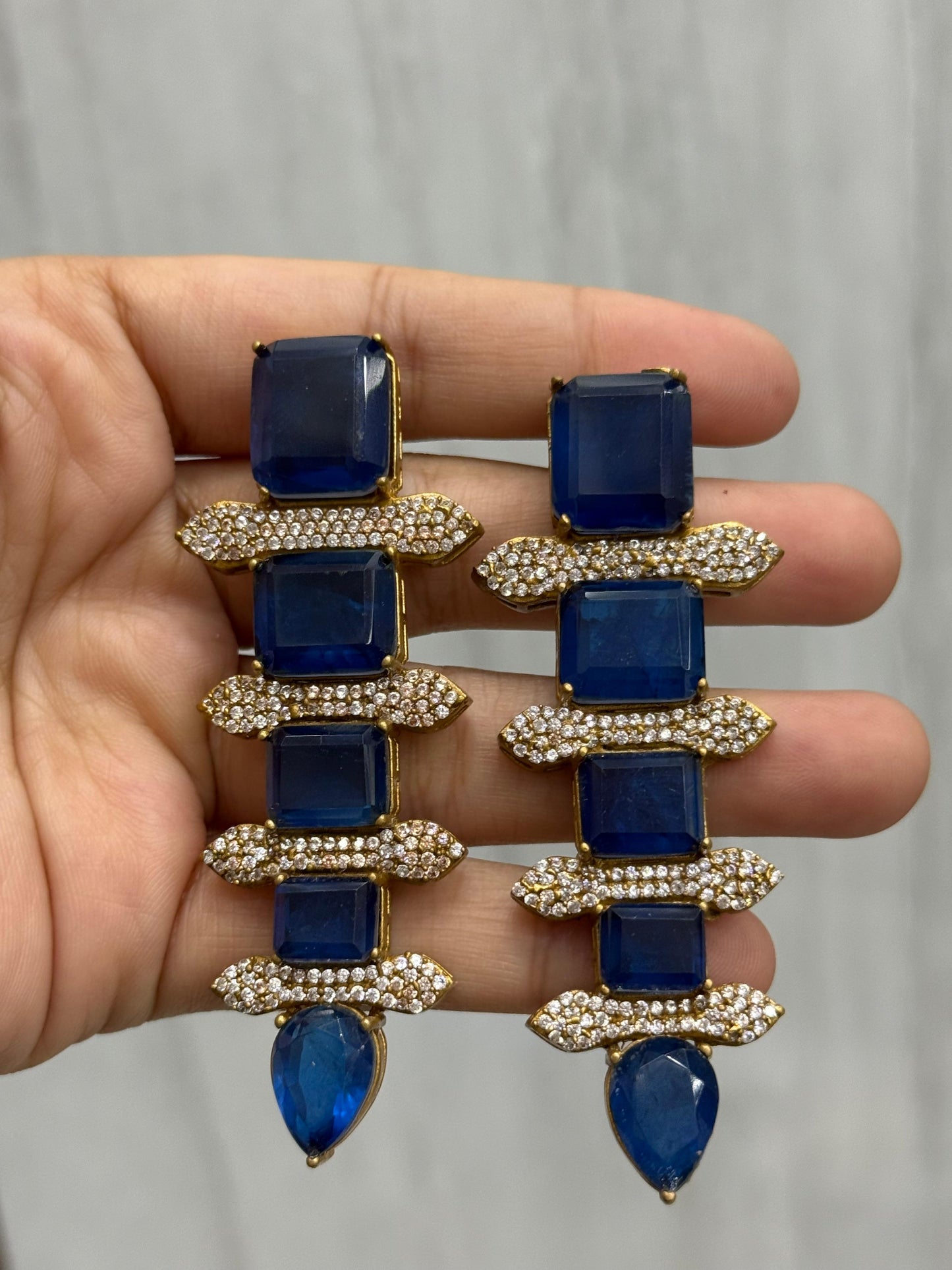 Doublet Stone With CZ Earring in green for woman