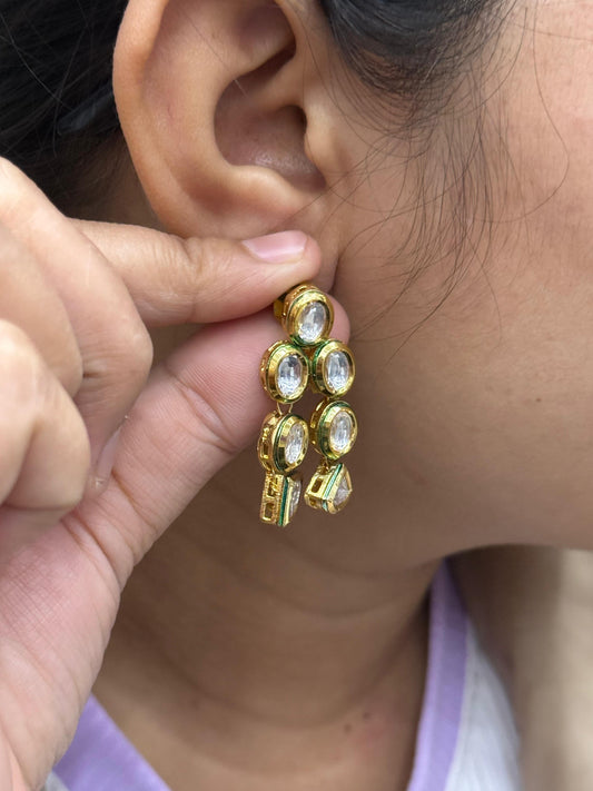 Backside Meenakari Earring in gold for woman