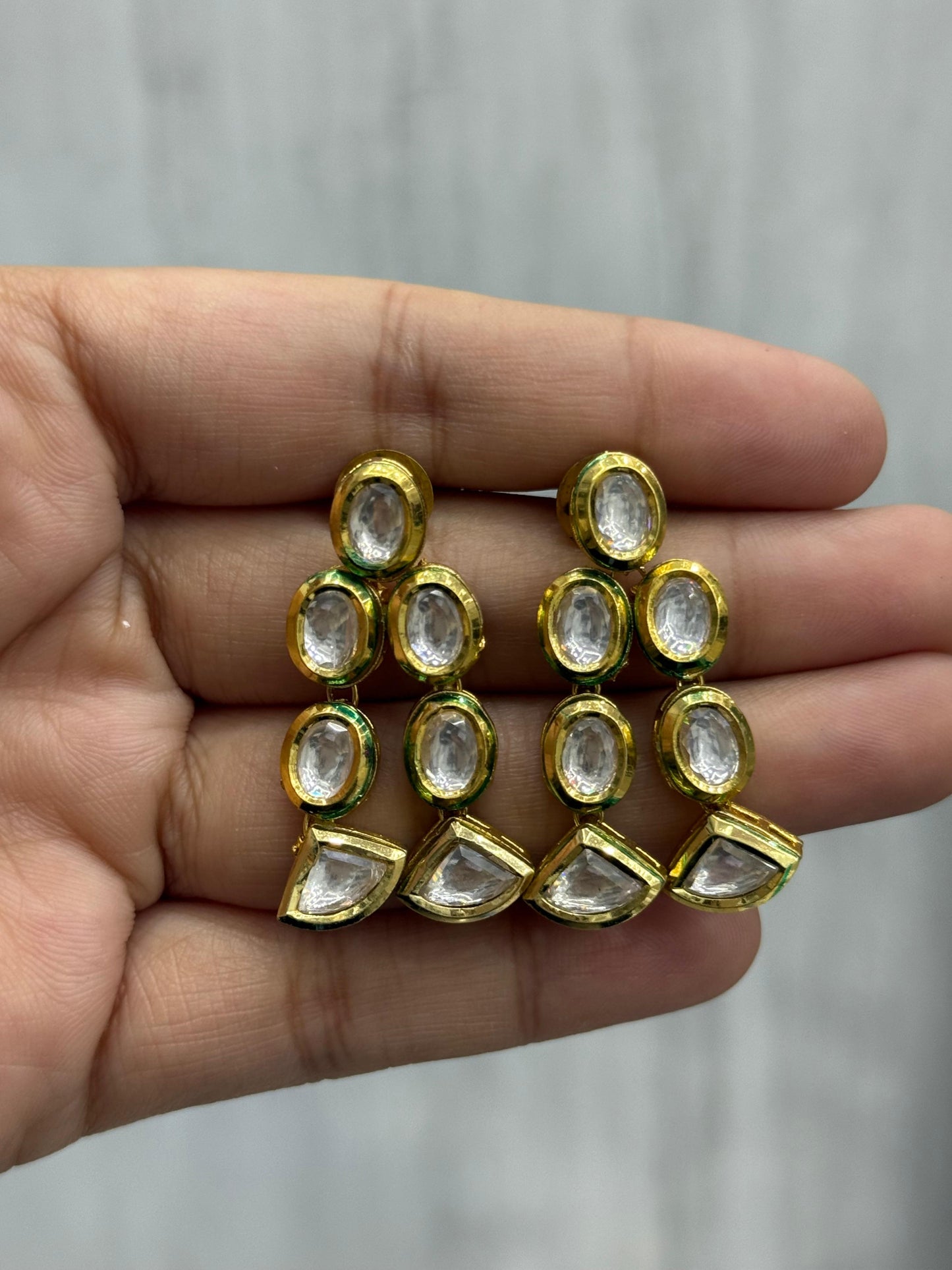 Backside Meenakari Earring in gold for woman