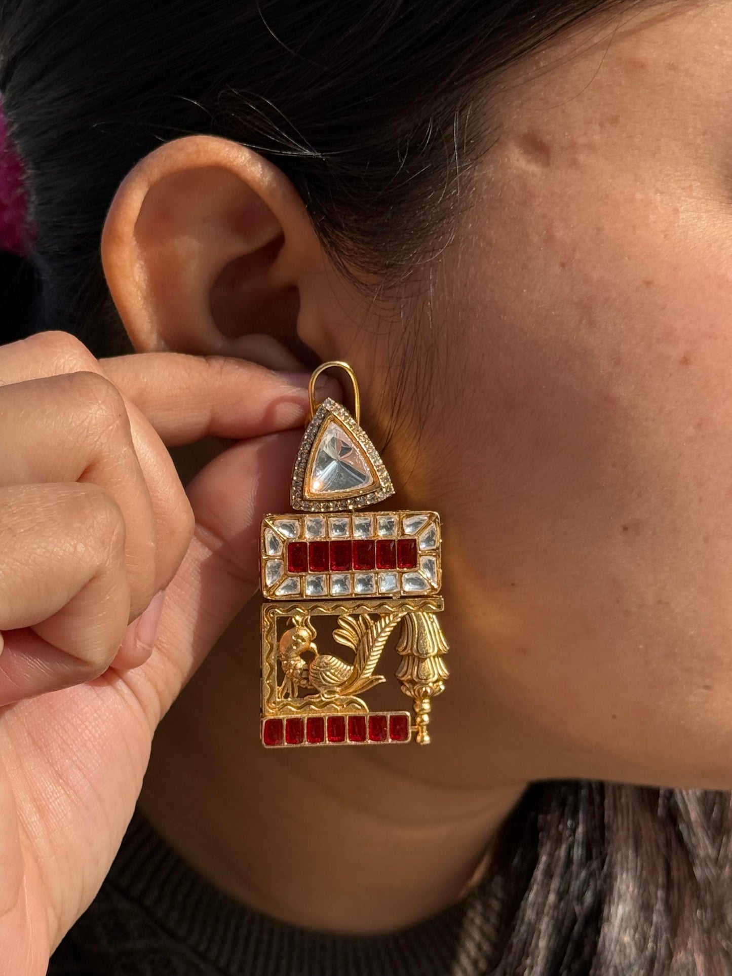 Peacock With Kemp Stones Earrings for woman