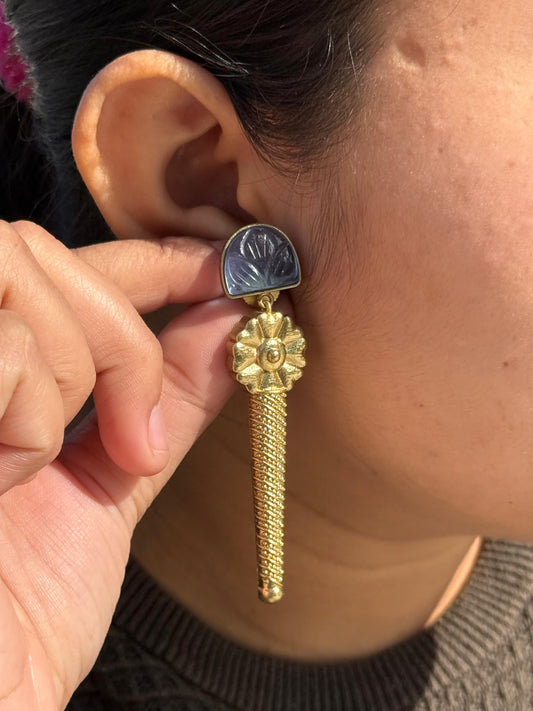 Carved Stone With Long Earrings for woman