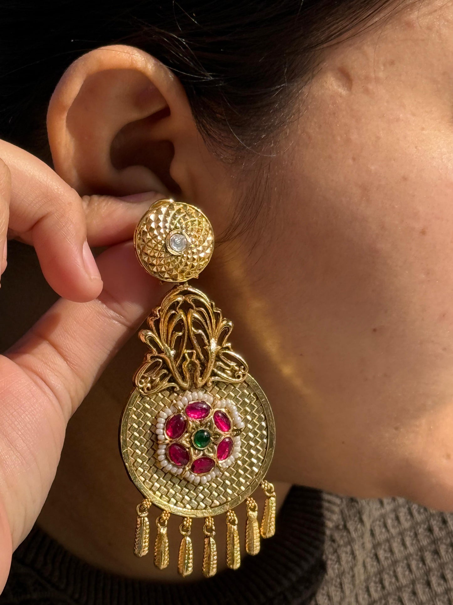 Golden Tone Long Earring for woman