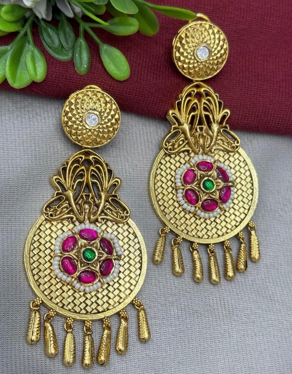 Golden Tone Long Earring for woman