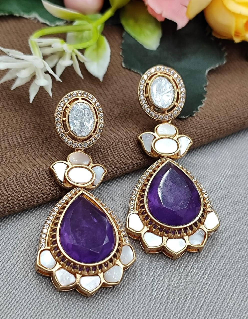 MOP With Doublet And Mossanite Earring for woman