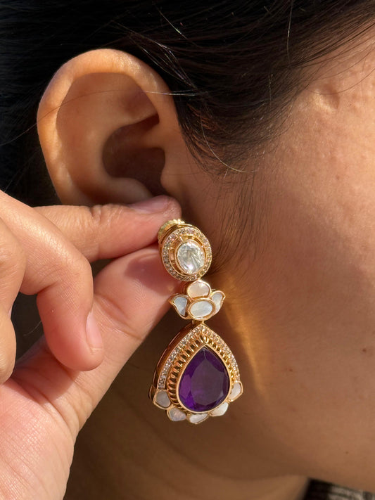 MOP With Doublet And Mossanite Earring for woman