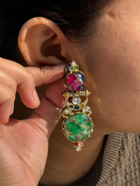 Marvel Stone With Colour Stones Earrings for woman