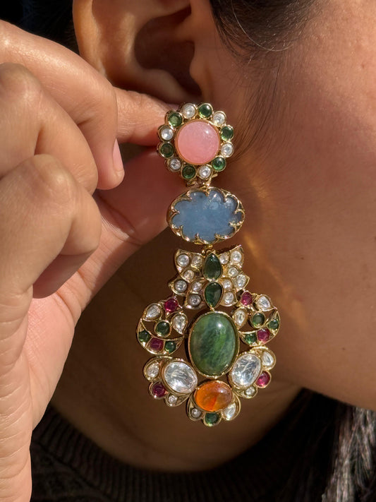 Precious With Colour Stones Earring for woman