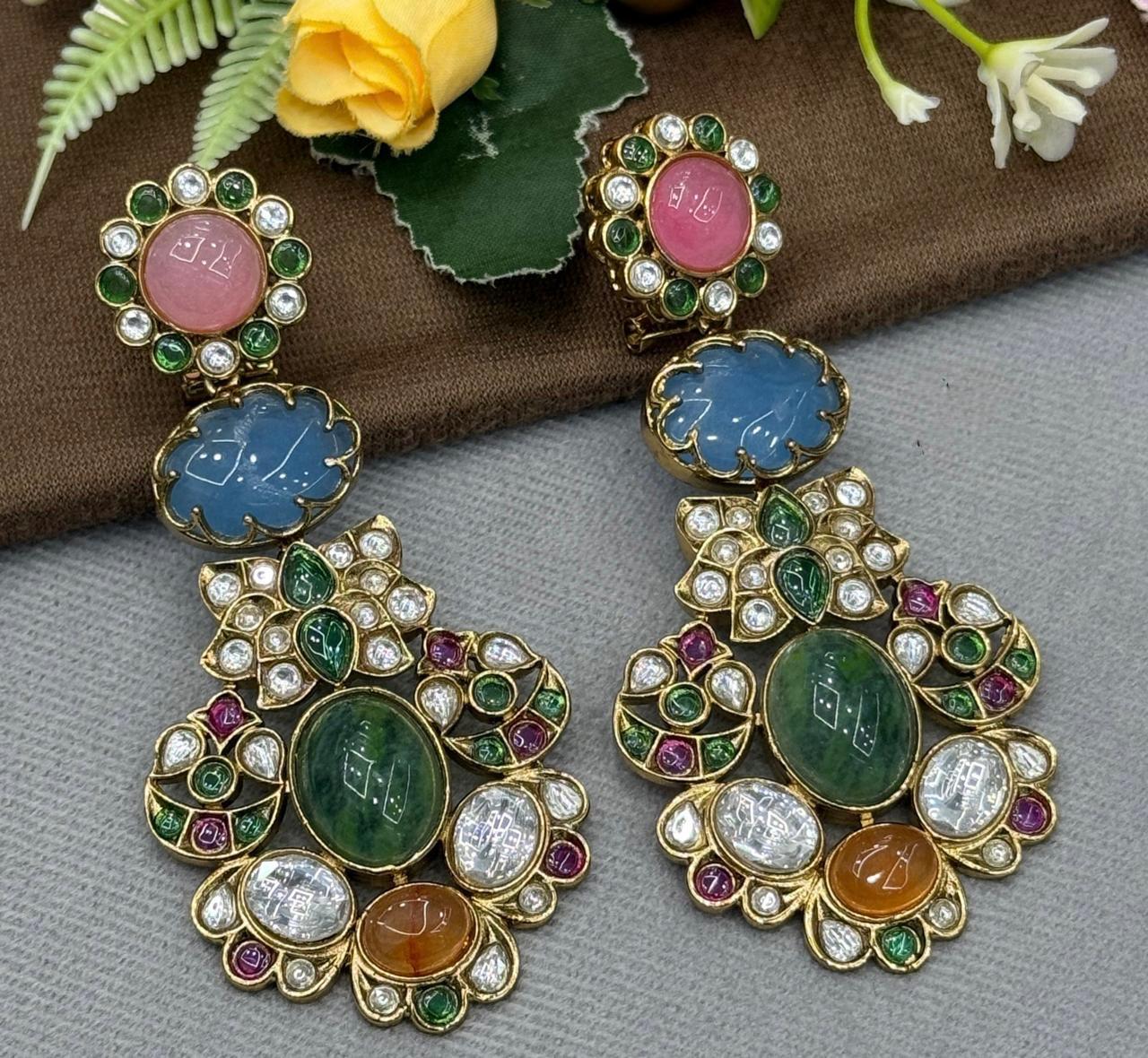 Precious With Colour Stones Earring for woman