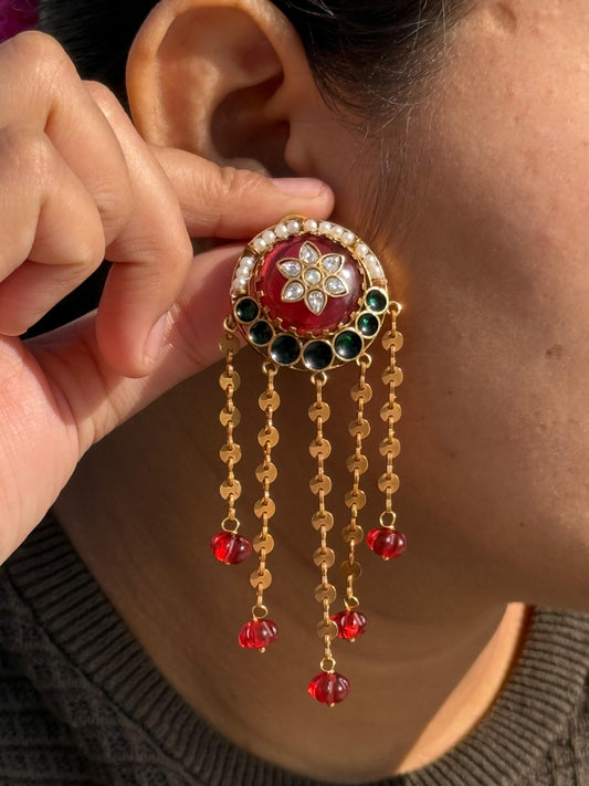 Pumpkin Beads Hanging With Carving Earring for woman