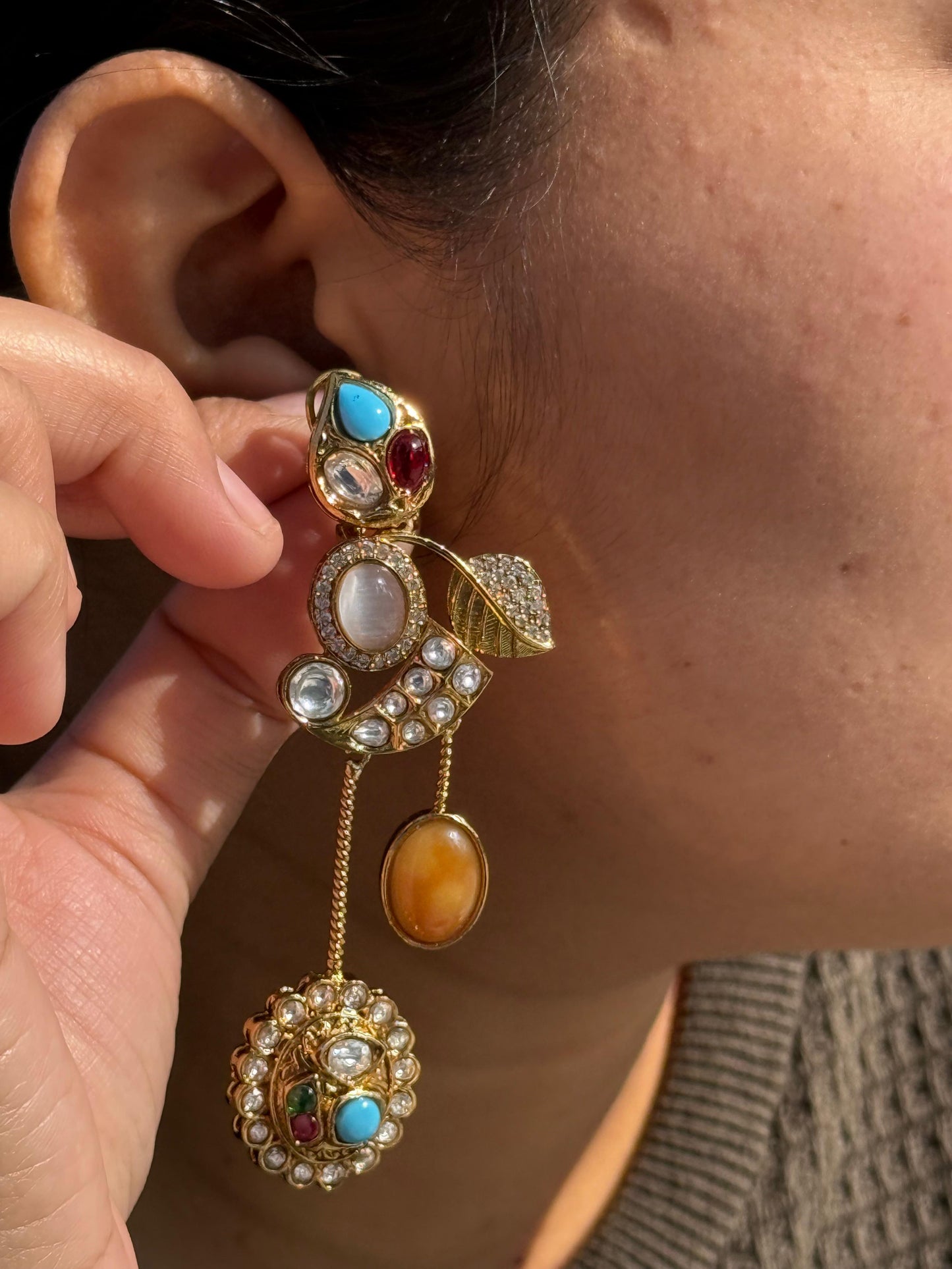 Trendy With Colourful Stones Earring for woman