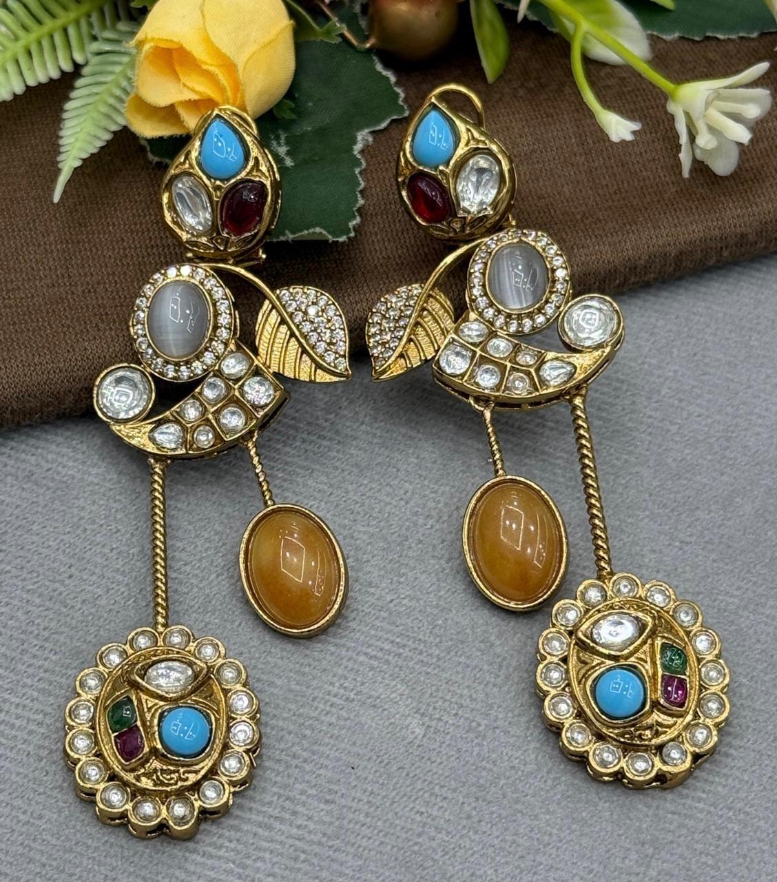 Trendy With Colourful Stones Earring for woman