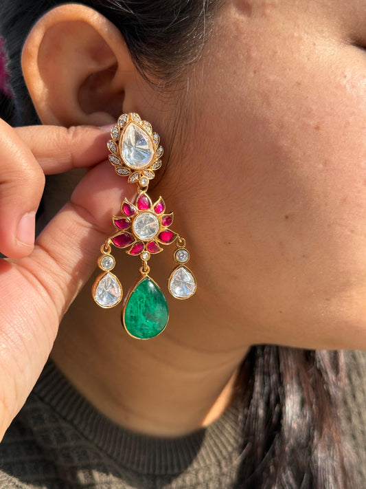 Takkar kundan With Mossanite Earring for woman