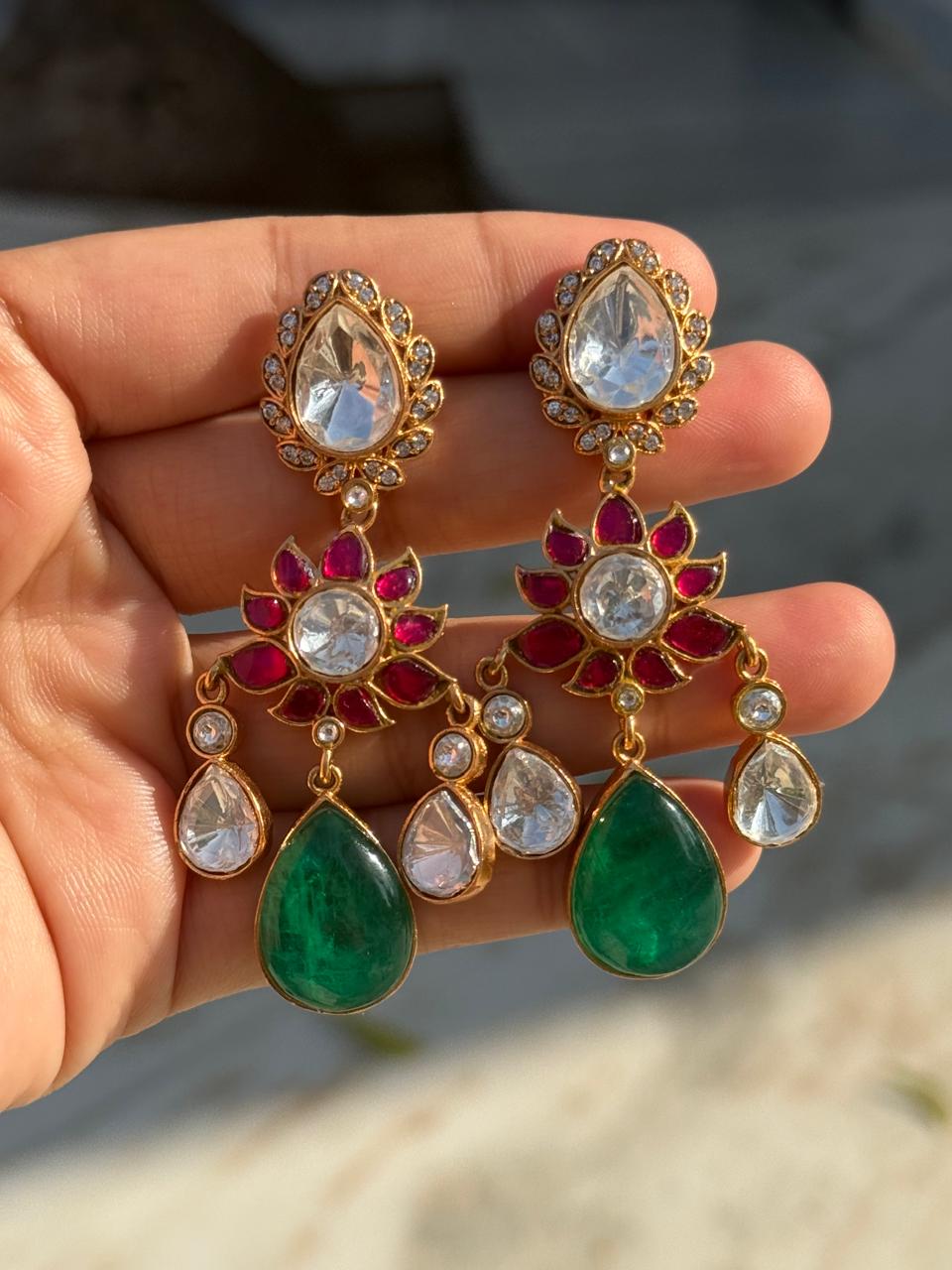 Takkar kundan With Mossanite Earring for woman