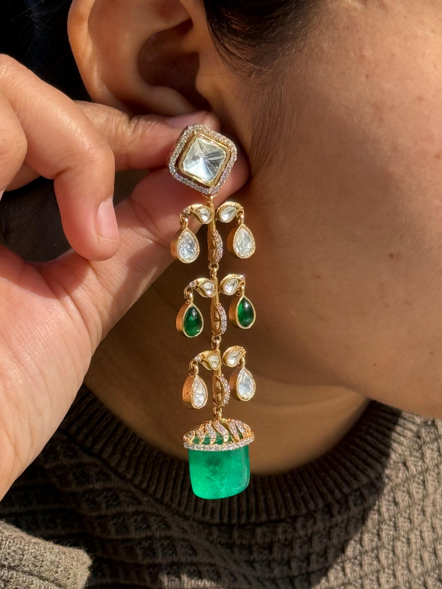 Doublet With Mossanite And CZ Earring for woman