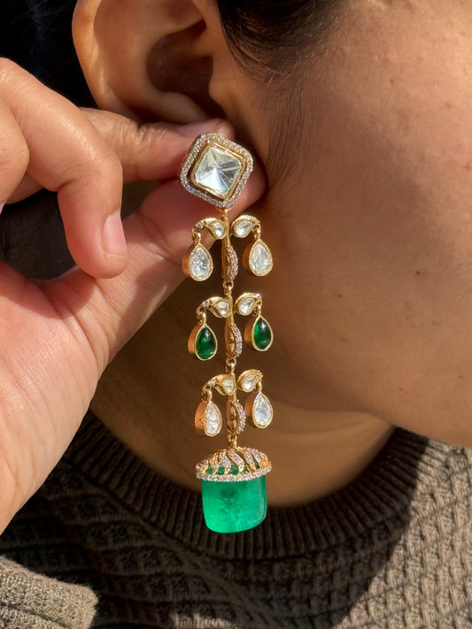 Doublet With Mossanite And CZ Earring for woman