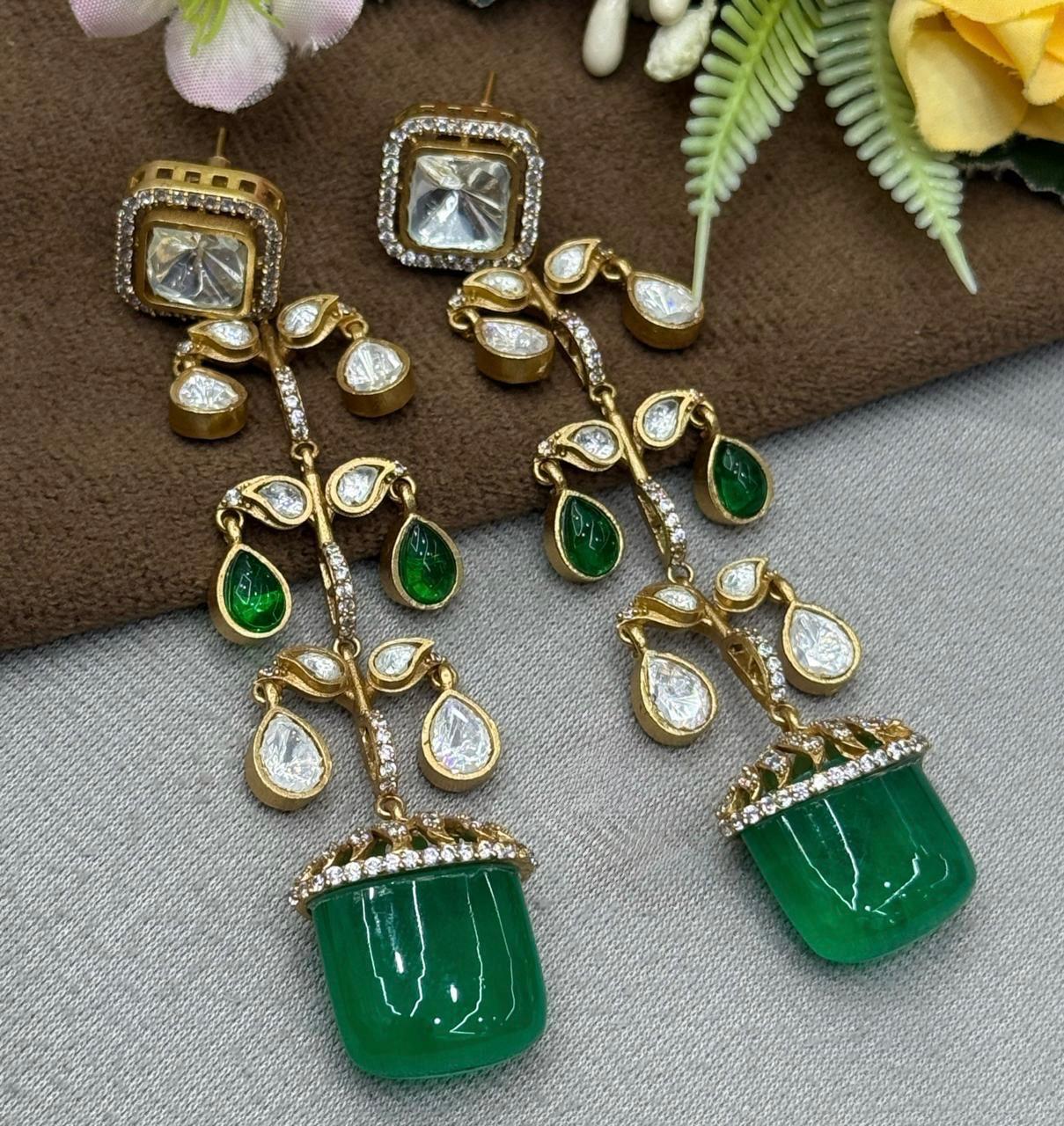 Doublet With Mossanite And CZ Earring for woman