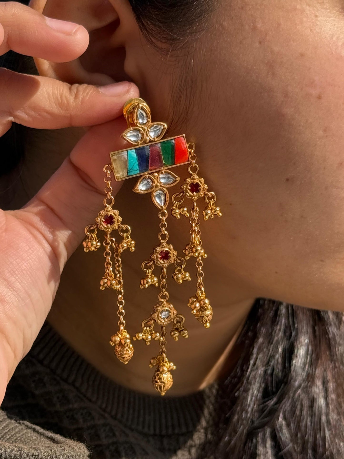 Hanging Long Earring With Mossanite for woman