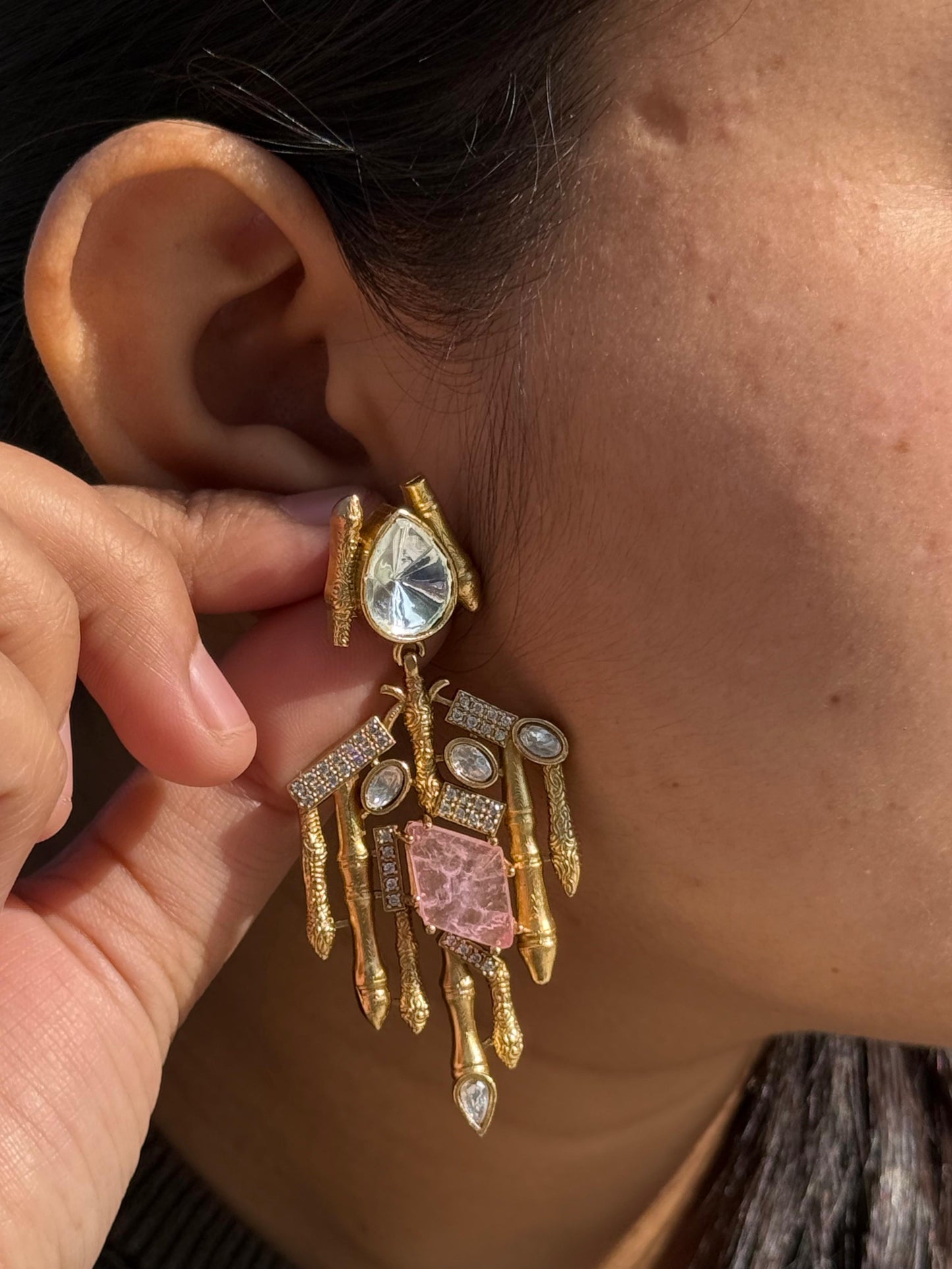Mossanite With Doublet Stone Earring for woman