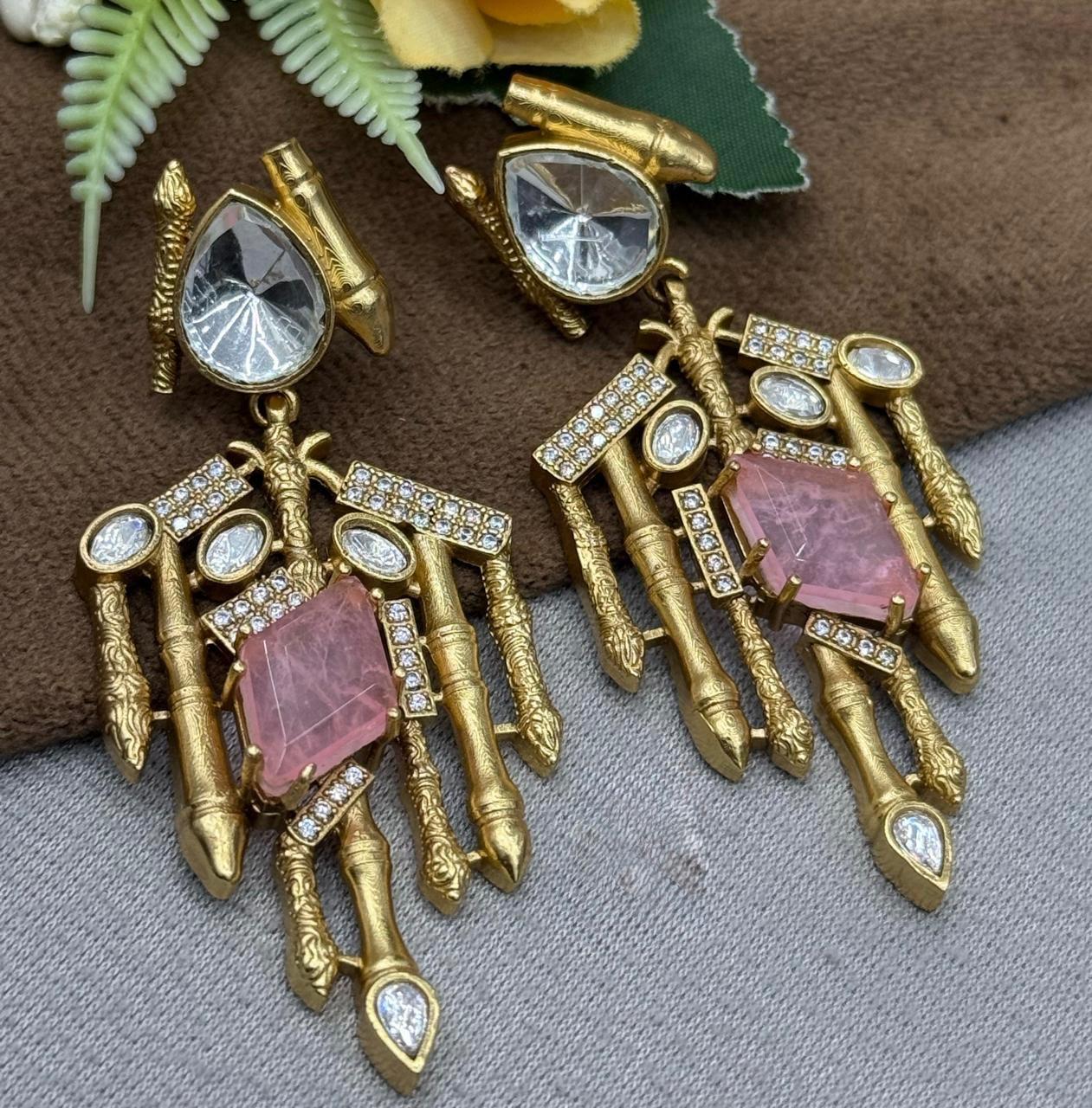 Mossanite With Doublet Stone Earring for woman