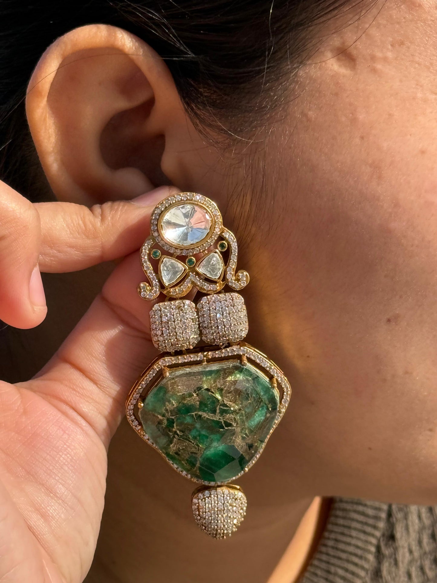 Marvel Stones With Polki Earring for woman
