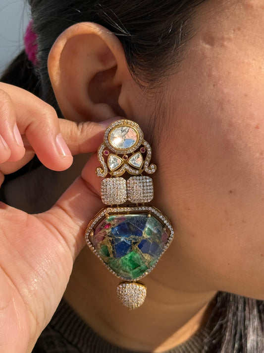 Marvel Stones With Polki Earring for woman