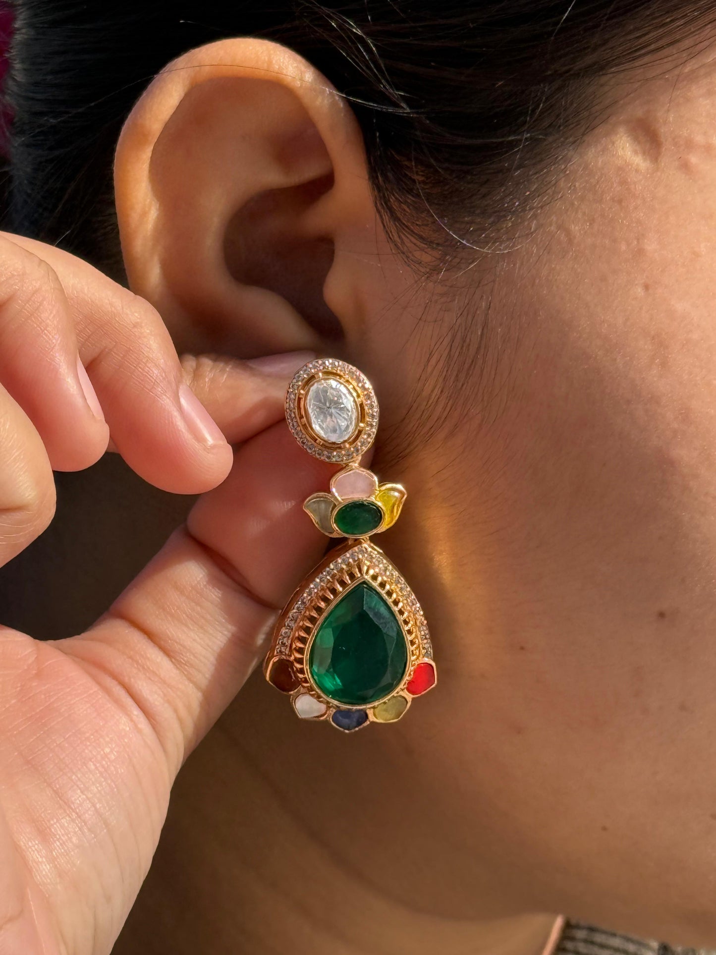 Colourful With Mossanite Earring for woman