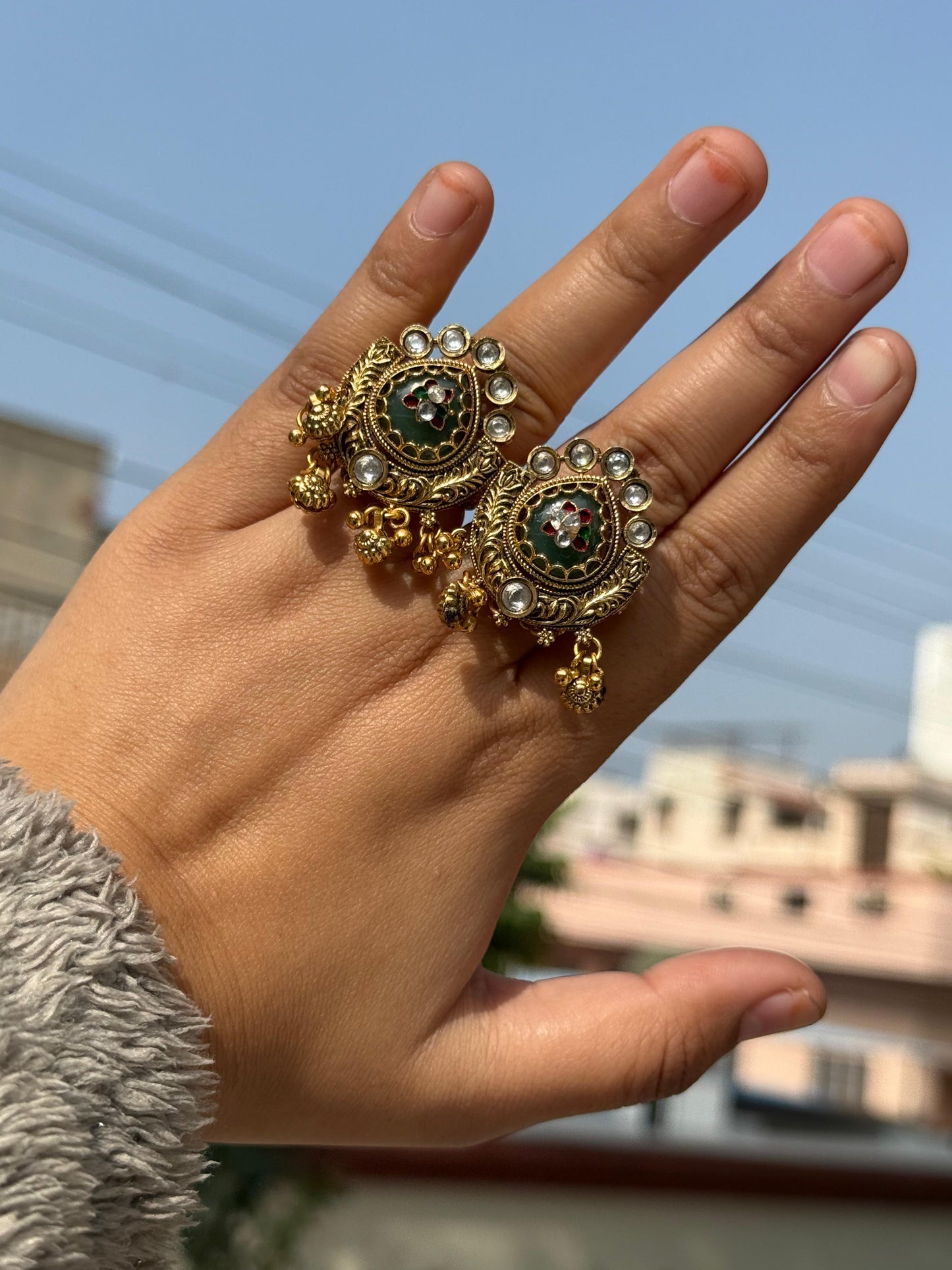 Kundan Heritage Gold Plated Ring for woman