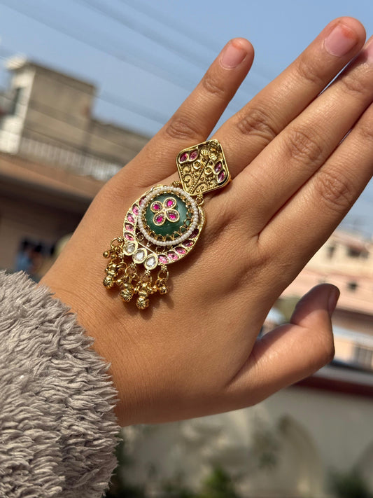 Gold Plated With Kundan Ring for woman