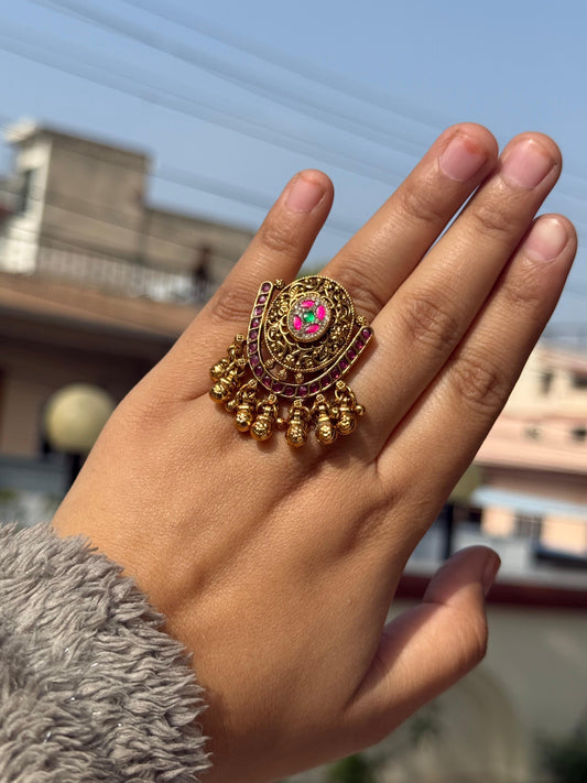 Kemp Stones With Kundan Rajwadi Ring for woman