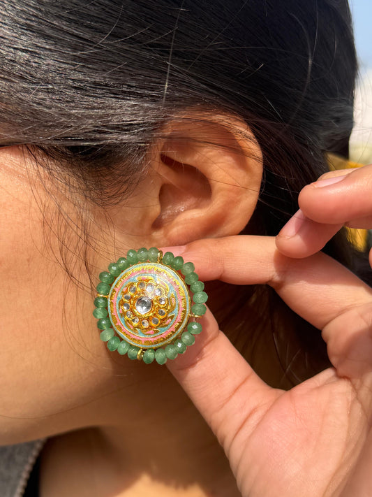 Meenakari Studs With Side Beading Studs for woman