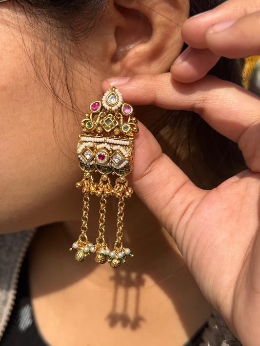 Hanging Heritage With kundan Earring for woman