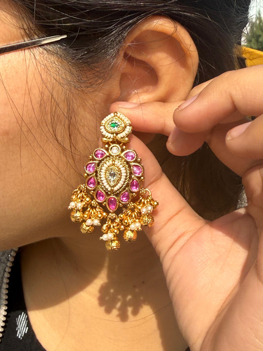 Gold Plated With Stone Earring for woman