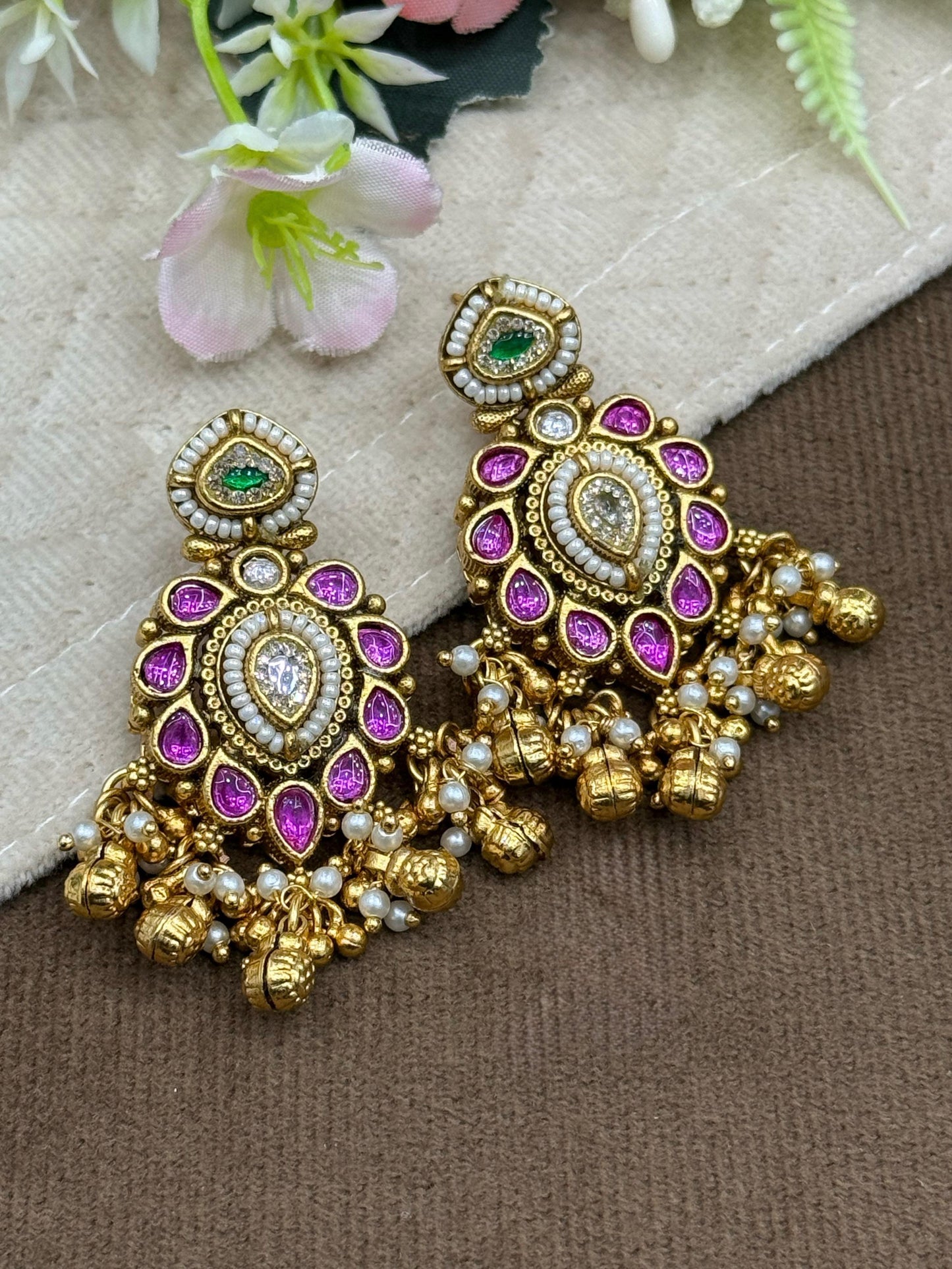 Gold Plated With Stone Earring for woman