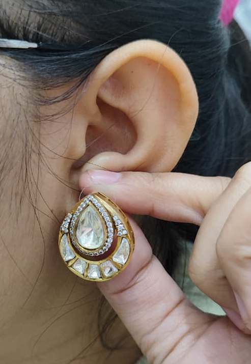 Oval With Mossanite With cz Studs for woman