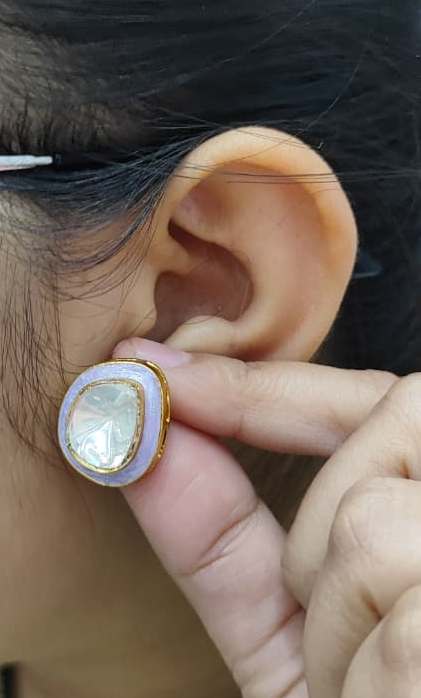 Enamelling With Polki Stud for woman