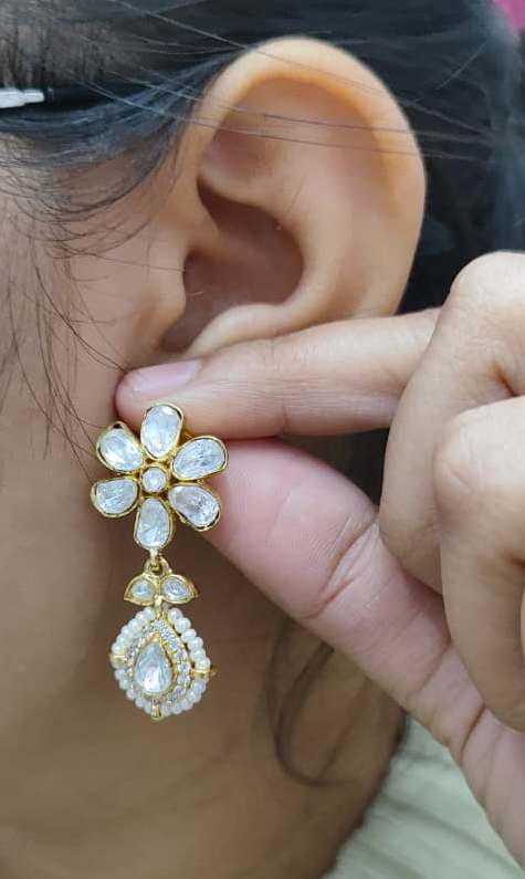 Polki With Pearl Beading Earring for woman