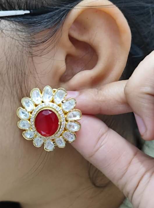 Rajputana Stone With Doublet Stone Stud for woman