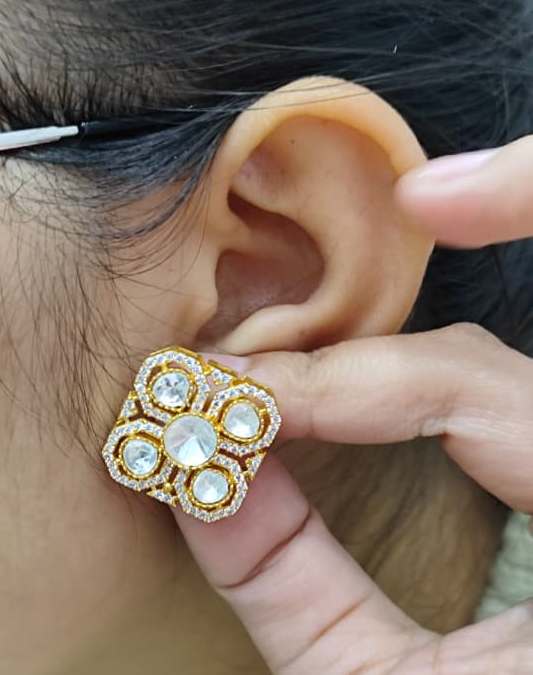 Square Mossanite Studs for woman