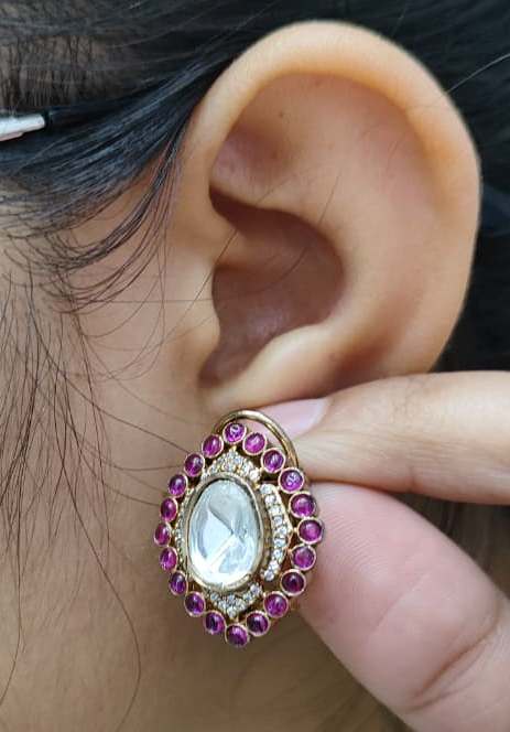 Polki With Pota Stones Stud for woman