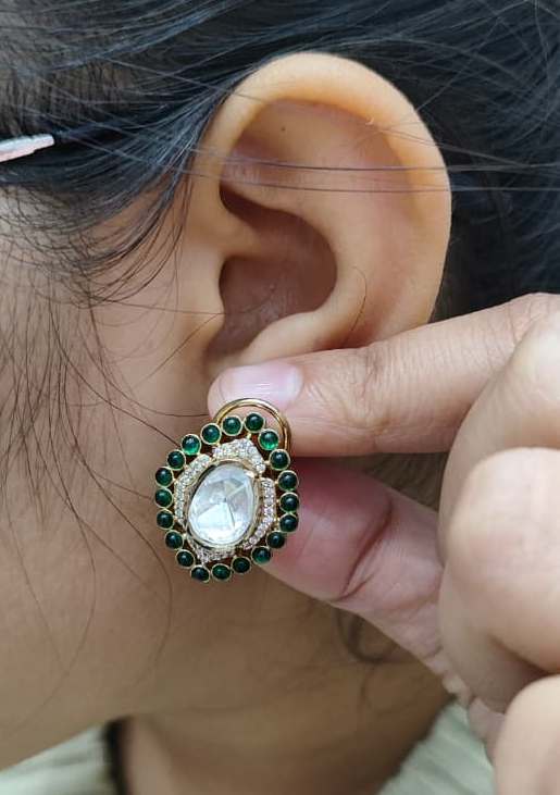 Polki With Pota Stones Stud for woman