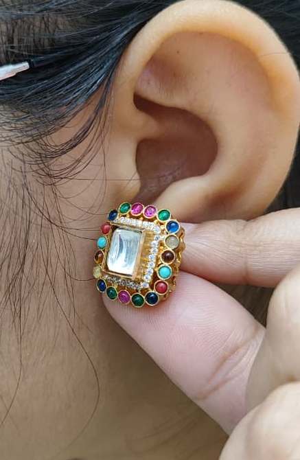 Small Square With Stones Studs for woman