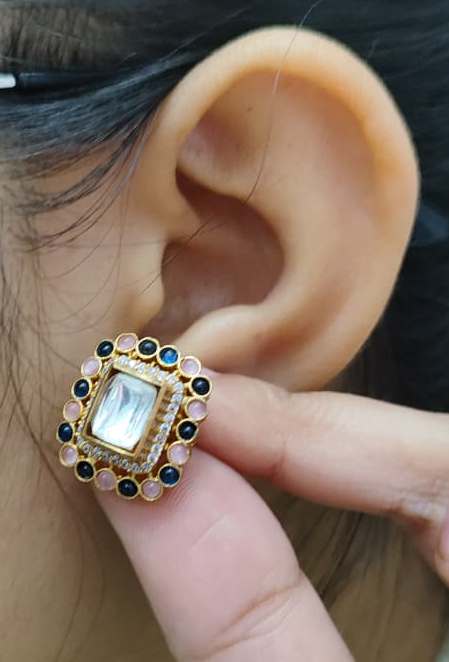 Small Square With Stones Studs for woman