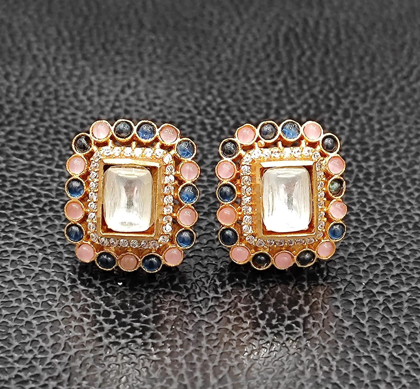 Small Square With Stones Studs for woman