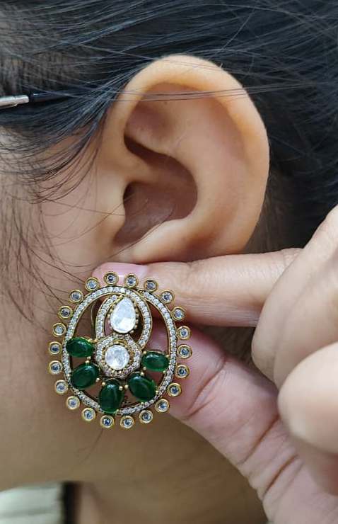 Victorian Mossanite With cz Studs for woman