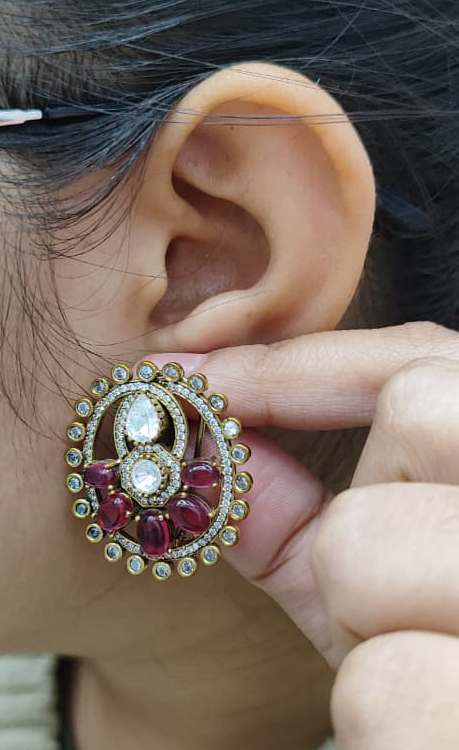 Victorian Mossanite With cz Studs for woman