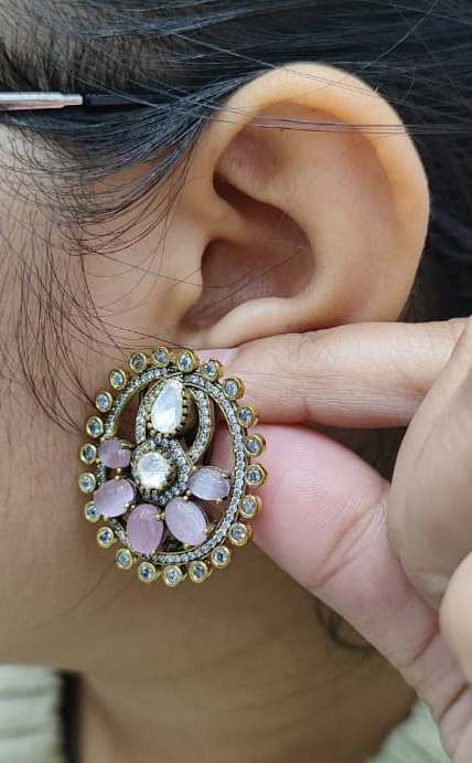 Victorian Mossanite With cz Studs for woman