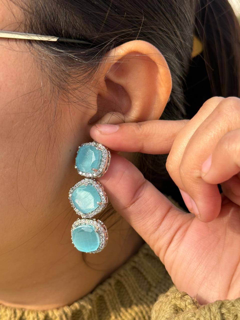 Doublet And Clear CZ Earring for woman