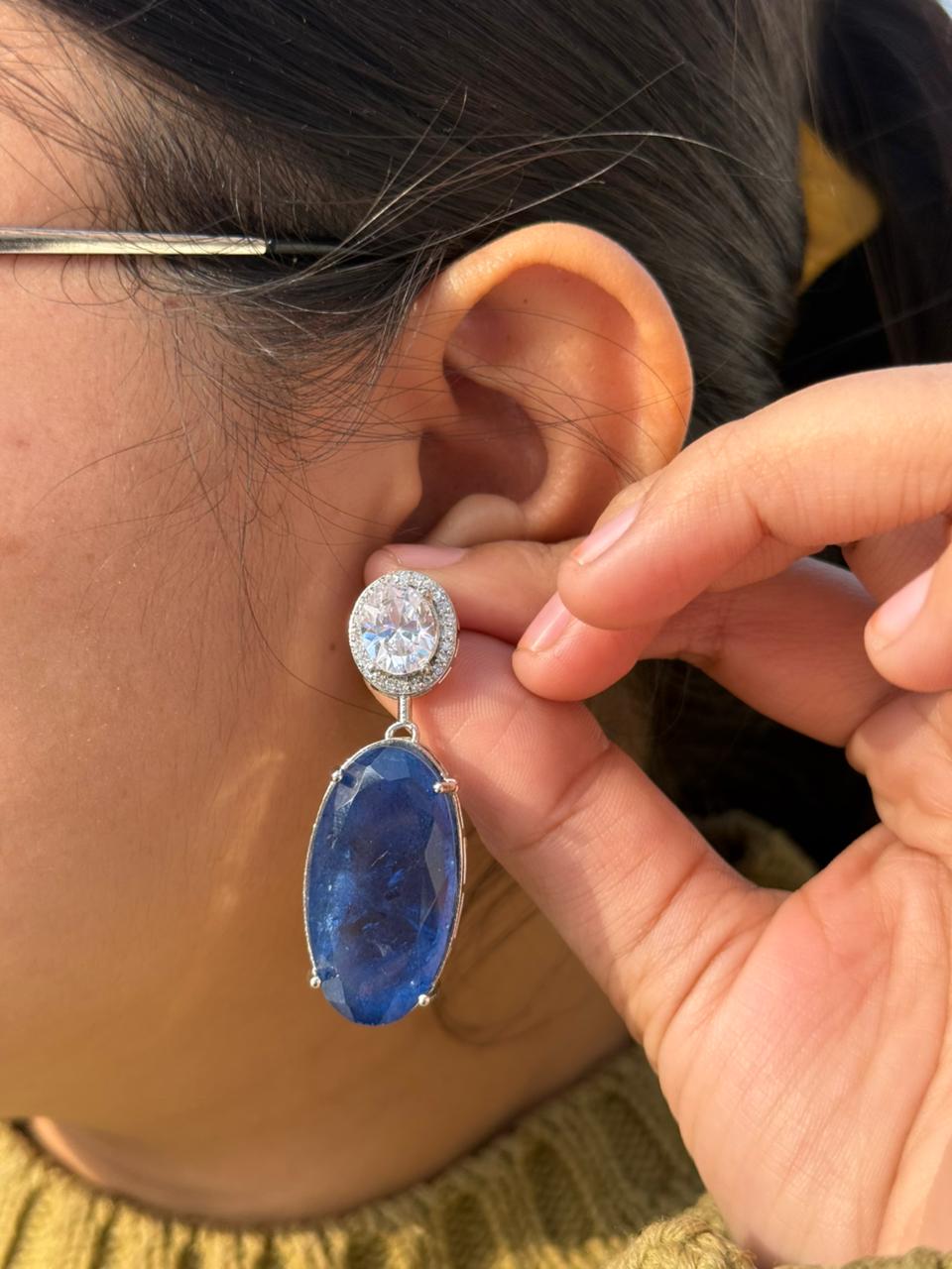 Doublet Stone With cz Earring for woman