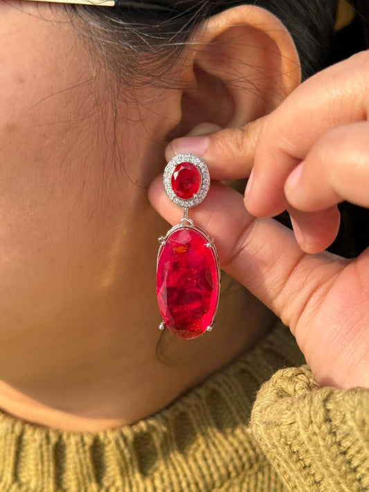 Doublet Stone With cz Earring for woman